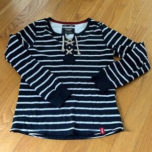 Holebrook Sweden ladies nautical striped long sleeve shirt size M